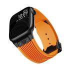 For Apple Watch Series 9 45mm Vertical Texture Black Buckle Elastic Silicone Watch Band(Orange) - 3