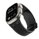 For Apple Watch Ultra 49mm Vertical Texture Black Buckle Elastic Silicone Watch Band(Black) - 3