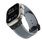For Apple Watch Ultra 49mm Vertical Texture Black Buckle Elastic Silicone Watch Band(Grey) - 3