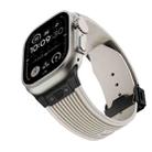 For Apple Watch Ultra 49mm Vertical Texture Black Buckle Elastic Silicone Watch Band(Starlight) - 3