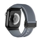 For Apple Watch Series 8 45mm Vertical Texture Black Buckle Elastic Silicone Watch Band(Grey) - 2