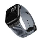 For Apple Watch Series 8 45mm Vertical Texture Black Buckle Elastic Silicone Watch Band(Grey) - 3