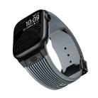 For Apple Watch SE 2022 44mm Vertical Texture Black Buckle Elastic Silicone Watch Band(Grey) - 3