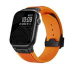 For Apple Watch SE 2022 44mm Vertical Texture Black Buckle Elastic Silicone Watch Band(Orange) - 1