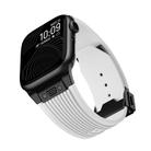 For Apple Watch Series 5 44mm Vertical Texture Black Buckle Elastic Silicone Watch Band(White) - 3