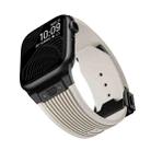 For Apple Watch Series 3 42mm Vertical Texture Black Buckle Elastic Silicone Watch Band(Starlight) - 3