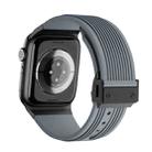 For Apple Watch Series 2 42mm Vertical Texture Black Buckle Elastic Silicone Watch Band(Grey) - 2