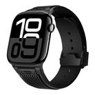 For Apple Watch Series 10 46mm Vertical Texture Black Buckle Elastic Silicone Watch Band(Black) - 1