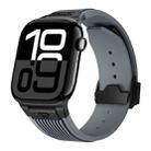 For Apple Watch Series 10 46mm Vertical Texture Black Buckle Elastic Silicone Watch Band(Grey) - 1