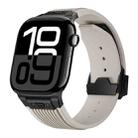 For Apple Watch Series 10 46mm Vertical Texture Black Buckle Elastic Silicone Watch Band(Starlight) - 1