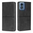 For Motorola Moto G Play 4G 2024 Cow Texture Magnetic Leather Phone Case(Black) - 1