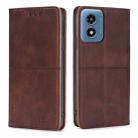 For Motorola Moto G Play 4G 2024 Cow Texture Magnetic Leather Phone Case(Dark Brown) - 1