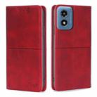 For Motorola Moto G Play 4G 2024 Cow Texture Magnetic Leather Phone Case(Red) - 1