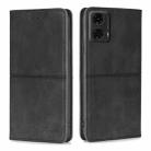 For Motorola Moto G24 4G Cow Texture Magnetic Leather Phone Case(Black) - 1