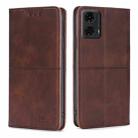 For Motorola Moto G24 4G Cow Texture Magnetic Leather Phone Case(Dark Brown) - 1