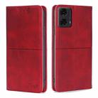 For Motorola Moto G24 4G Cow Texture Magnetic Leather Phone Case(Red) - 1