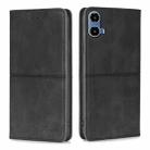 For Motorola Moto G34 5G Cow Texture Magnetic Leather Phone Case(Black) - 1