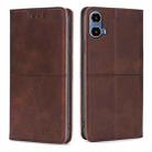 For Motorola Moto G34 5G Cow Texture Magnetic Leather Phone Case(Dark Brown) - 1