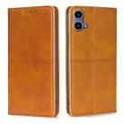 For Motorola Moto G34 5G Cow Texture Magnetic Leather Phone Case(Light Brown) - 1