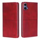 For Motorola Moto G34 5G Cow Texture Magnetic Leather Phone Case(Red) - 1