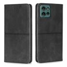 For Motorola Edge 50 5G Cow Texture Magnetic Leather Phone Case(Black) - 1