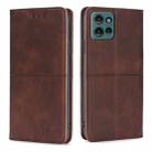 For Motorola Edge 50 5G Cow Texture Magnetic Leather Phone Case(Dark Brown) - 1