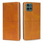 For Motorola Edge 50 5G Cow Texture Magnetic Leather Phone Case(Light Brown) - 1
