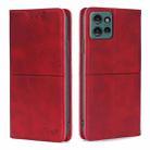 For Motorola Edge 50 5G Cow Texture Magnetic Leather Phone Case(Red) - 1