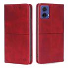 For Motorola Moto G85 5G Cow Texture Magnetic Leather Phone Case(Red) - 1