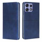 For Motorola Edge 50 Pro 5G Cow Texture Magnetic Leather Phone Case(Blue) - 1