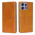 For Motorola Edge 50 Pro 5G Cow Texture Magnetic Leather Phone Case(Light Brown) - 1