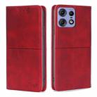 For Motorola Edge 50 Pro 5G Cow Texture Magnetic Leather Phone Case(Red) - 1