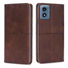 For Motorola Moto G 5G 2024 Cow Texture Magnetic Leather Phone Case(Dark Brown) - 1