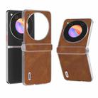 For Samsung Galaxy S24 Ultra 5G ABEEL Three Parts Frosted Transparent Frame Hinge Retro Texture PU Phone Case(Brown) - 1