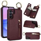 For Samsung Galaxy A15 Litchi Texture Zipper Double Buckle Card Bag Phone Case(Maroon Red) - 1