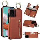 For Samsung Galaxy A51 4G Litchi Texture Zipper Double Buckle Card Bag Phone Case(Brown) - 1