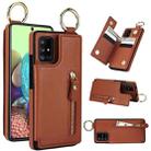 For Samsung Galaxy A51 5G Litchi Texture Zipper Double Buckle Card Bag Phone Case(Brown) - 1