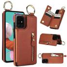 For Samsung Galaxy A71 4G Litchi Texture Zipper Double Buckle Card Bag Phone Case(Brown) - 1