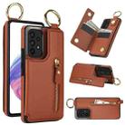 For Samsung Galaxy A73 5G Litchi Texture Zipper Double Buckle Card Bag Phone Case(Brown) - 1