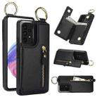 For Samsung Galaxy A73 5G Litchi Texture Zipper Double Buckle Card Bag Phone Case(Black) - 1