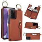 For Samsung Galaxy Note20 Litchi Texture Zipper Double Buckle Card Bag Phone Case(Brown) - 1