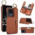 For Samsung Galaxy S20 Ultra Litchi Texture Zipper Double Buckle Card Bag Phone Case(Brown) - 1