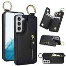 For Samsung Galaxy S22 5G Litchi Texture Zipper Double Buckle Card Bag Phone Case(Black) - 1