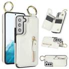 For Samsung Galaxy S22+ 5G Litchi Texture Zipper Double Buckle Card Bag Phone Case(White) - 1
