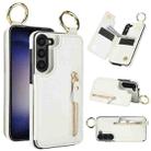 For Samsung Galaxy S23 5G Litchi Texture Zipper Double Buckle Card Bag Phone Case(White) - 1