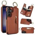 For Samsung Galaxy S23 FE 5G Litchi Texture Zipper Double Buckle Card Bag Phone Case(Brown) - 1