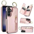 For Samsung Galaxy S23 FE 5G Litchi Texture Zipper Double Buckle Card Bag Phone Case(Rose Gold) - 1