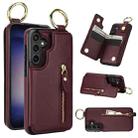 For Samsung Galaxy S23 FE 5G Litchi Texture Zipper Double Buckle Card Bag Phone Case(Maroon Red) - 1