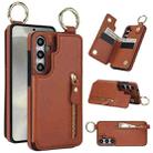 For Samsung Galaxy S24 5G Litchi Texture Zipper Double Buckle Card Bag Phone Case(Brown) - 1
