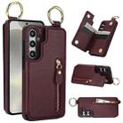 For Samsung Galaxy S24+ 5G Litchi Texture Zipper Double Buckle Card Bag Phone Case(Maroon Red) - 1